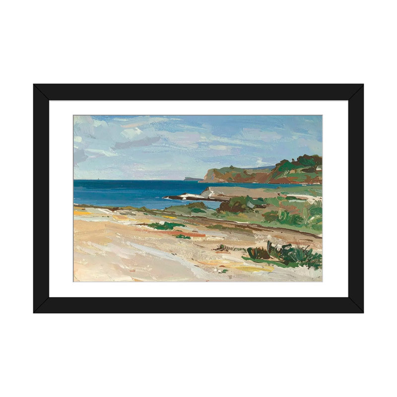 Le long de la côte I - reproduction d'art murale - papier d'art encadré, 16 po x 24 po, Papier encadré, Noir