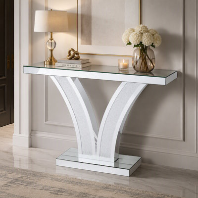 Console à miroir 39 po, table d'entrée moderne argent