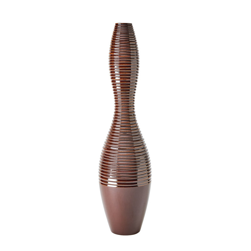 Ribbed Handmade Ceramic Floor Vase, 28.25" H x 7.25" W x 7.25" D