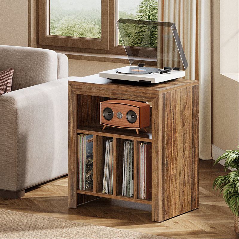 Record Player Stand, Industrial Wooden Turntable Stand