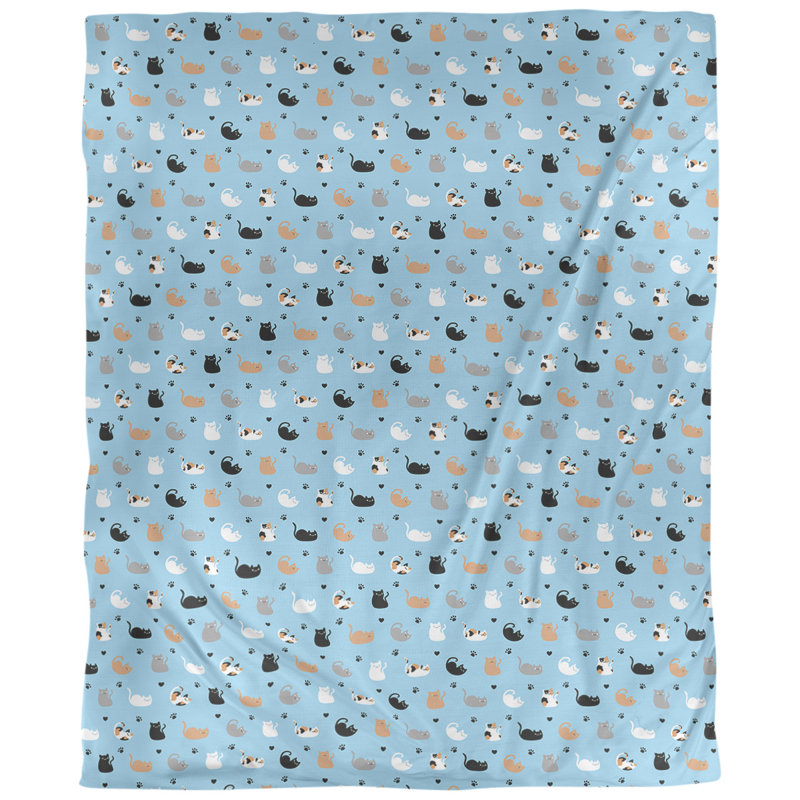 Tissu pour chat, Bleu / Mauve, L 54 po x l 36 po, Lin naturel paloma