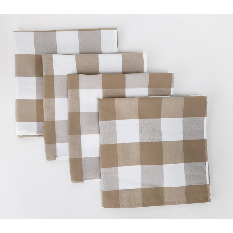Kerstine Polyester Checkered Rectangle Napkin, Beige