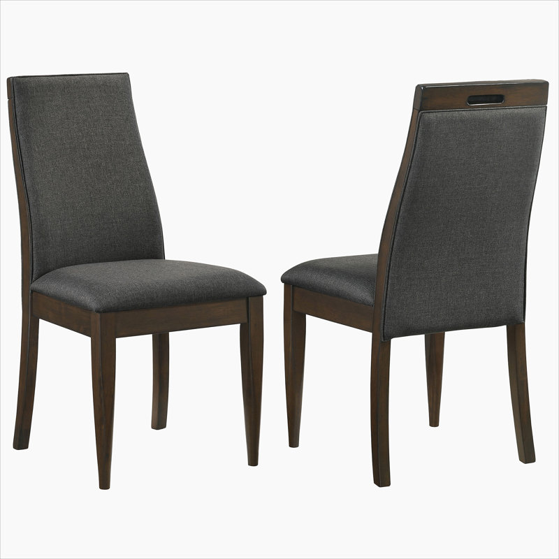 Chaise d'appoint à dossier solide gris et noyer foncé (ensemble de 2)