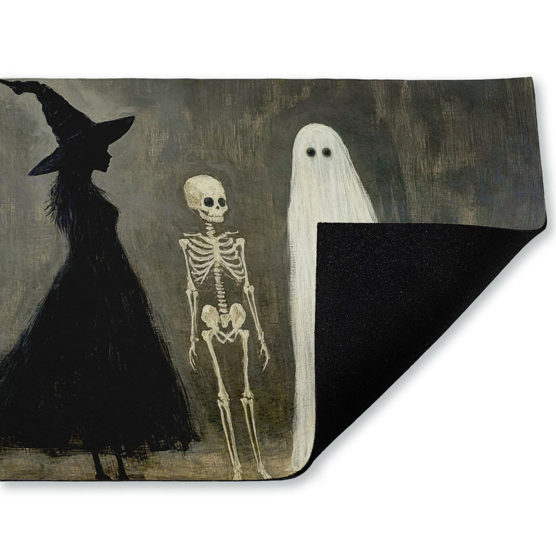 Tapis de porte pour l'extérieur Halloween Terror Trio, par Petal Prints Design, 18 po x 30 po
