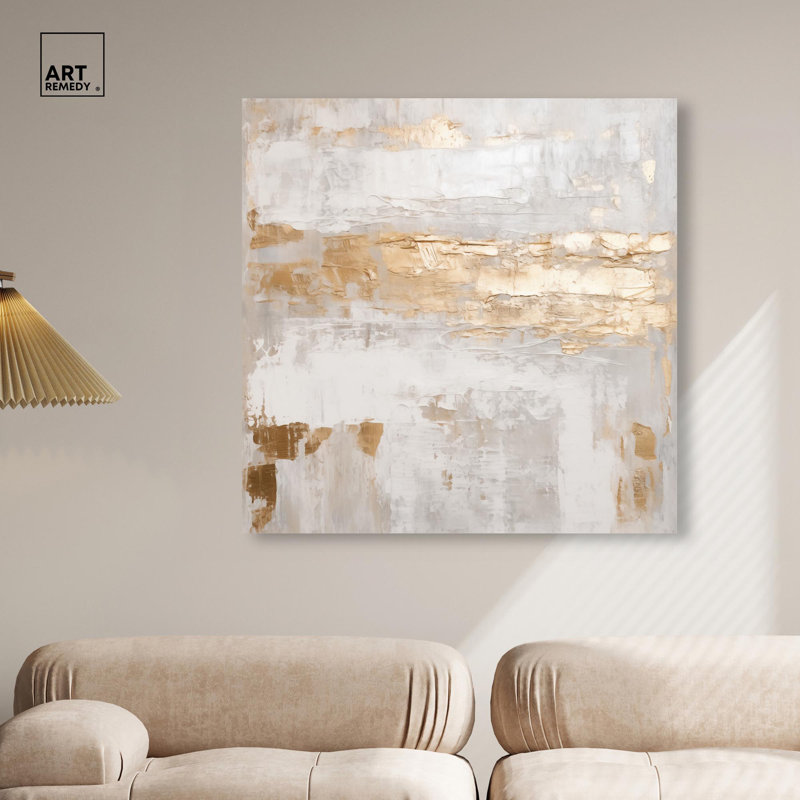 «Melted Gold Scape IV» par Art Remedy, H 20 po x l 20 po, Toile tendue, Toile tendue