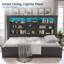 Bookcase Bed with LED Light and Underbed Drawers, Storage Headboard Platform Bed for Teens-102300040