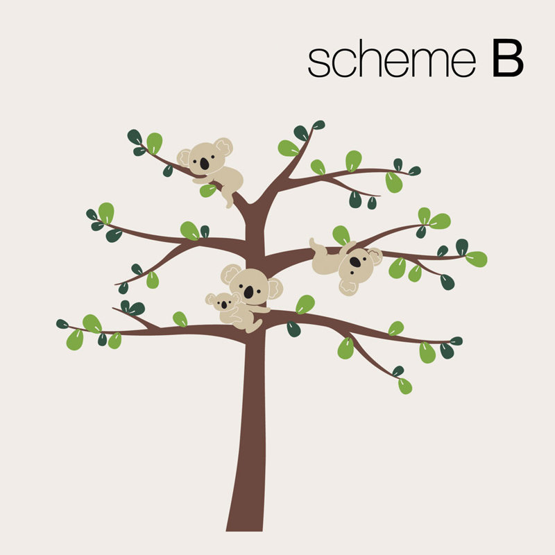 Décalcomanie murale arbre avec koalas, Brun / Vert