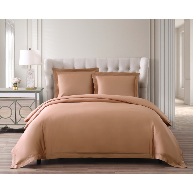Yalda Egyptian Certified Cotton Modern 3 Piece Duvet Cover Set, Charcoal, Queen Duvet Cover + 2 Standard Sham