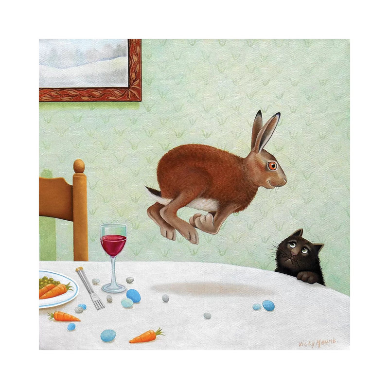 Here Hare by Vicky Mount - Floater Frame Gallery-Wrapped Canvas Giclée on Canvas, 45.72 cm H x 45.72 cm W x 1.91 cm D