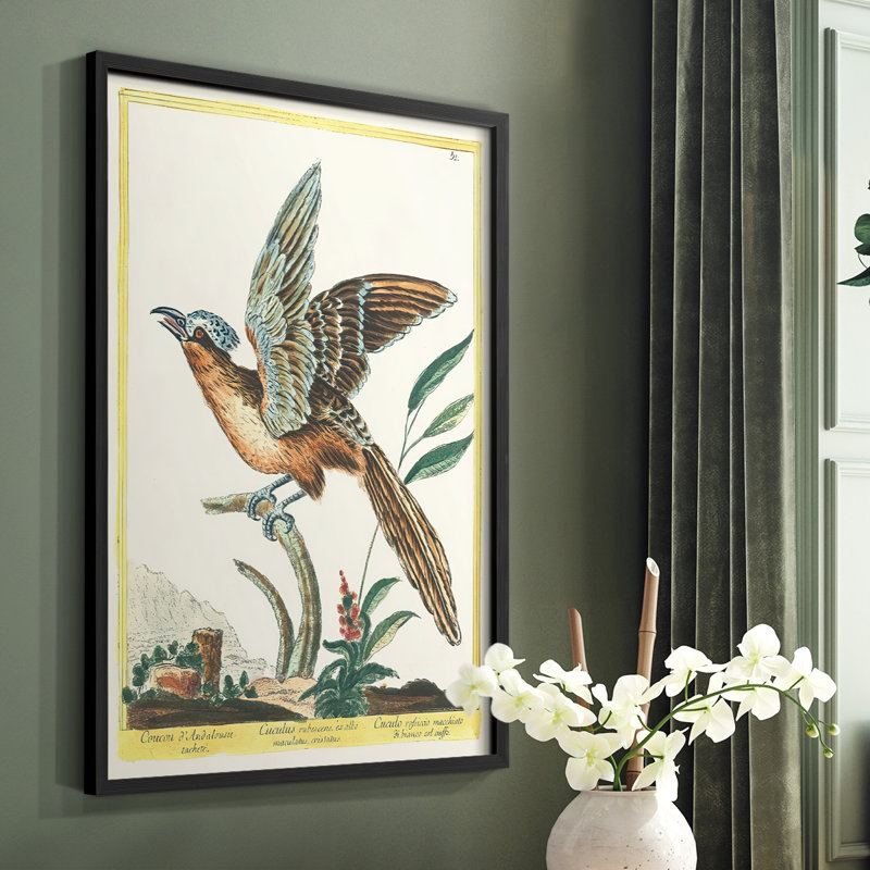 «Pastel Birds IV», reproduction encadrée - bois massif, Noir, H 10 po x l 8 po