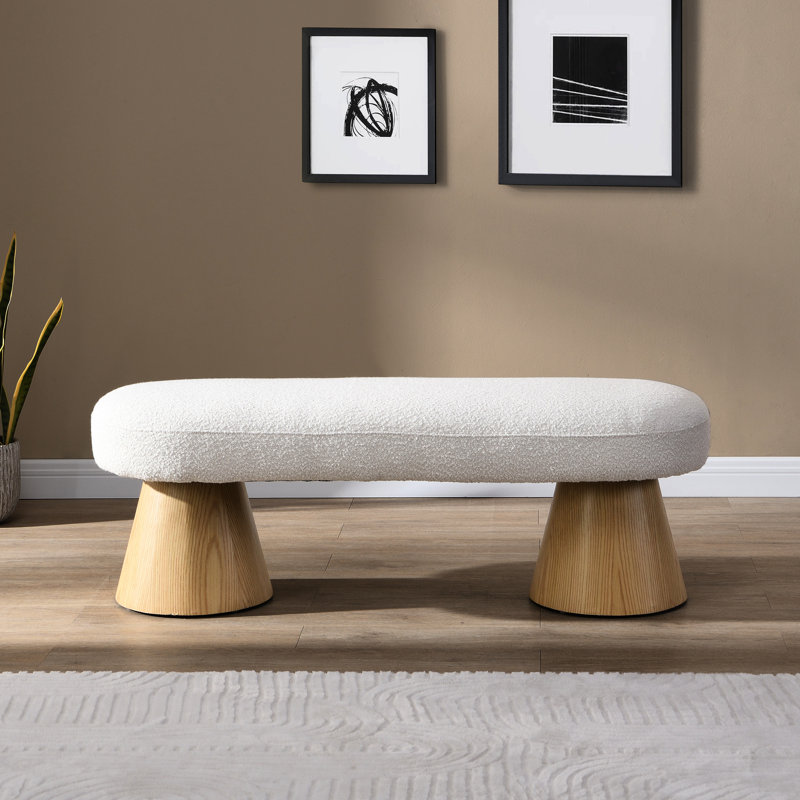 Chambre à coucher en tissu beige, longueur de 49 po, capacité de 300 lb, banc en tissu sans assemblage pour la chambre à coucher, salle à manger, entièrement assemblé