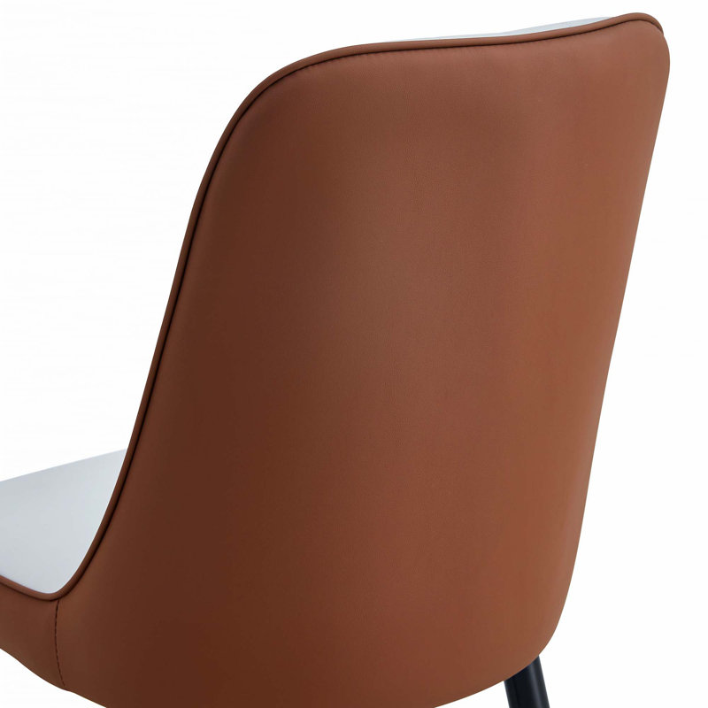 Chaise de salle à manger moderne en cuir PU, ensemble de 4, 4, Gris clair / Brun