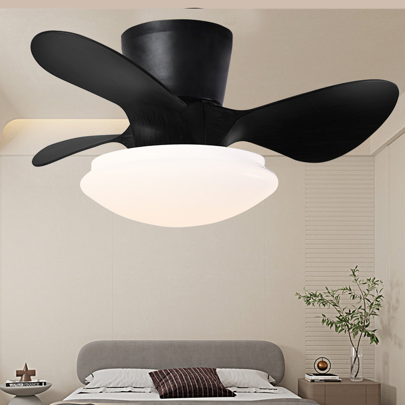 Ventilateur de plafond moderne 24 "avec lumière et télécommande, Noir