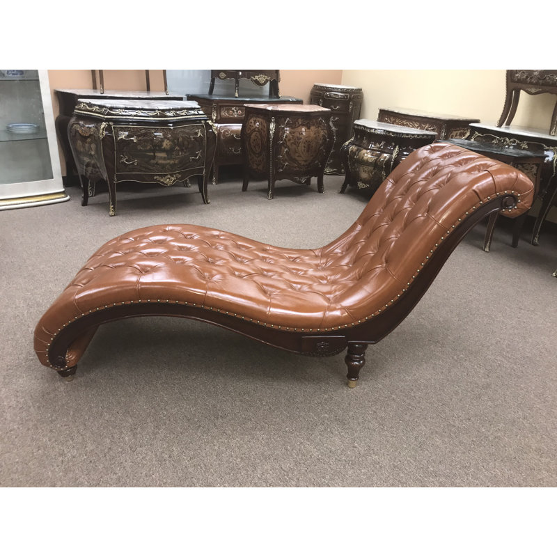 Paul Leather Chaise Lounge, Brown Genuine Leather