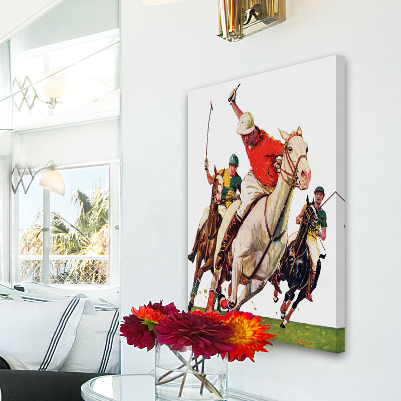 "Polo Match" par Maurice Bower, reproduction sur toile tendue, H 29 po x l 24 po x P 1,5 po