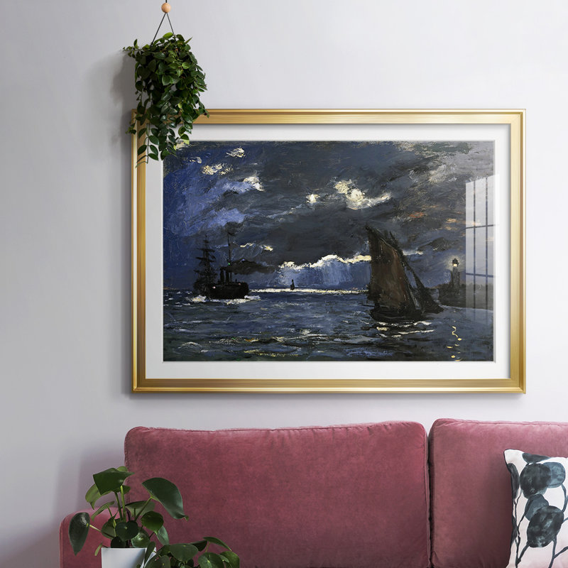 Monet, impression encadrée sur papier par Claude Monet, Or, H 15 po x l 21 po x P 1,5 po