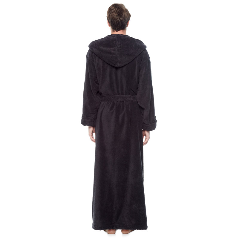Peignoir à capuche mâle 100% coton avec capuche Bulloch, XL, Noir