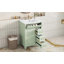 Meuble-lavabo autoportant avec comptoir en céramique, tiroir rabattable intégré, plusieurs tiroirs et compartiments de rangement, bois et panneau de fibres à densité moyenne