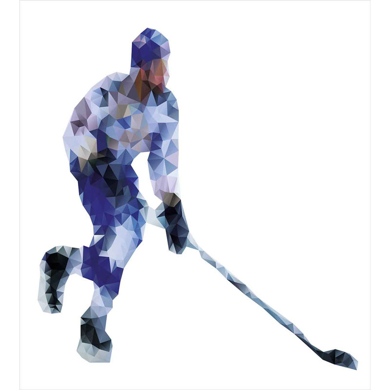 Queen Size Multicolor Microfiber Hockey Player Duvet Cover Set