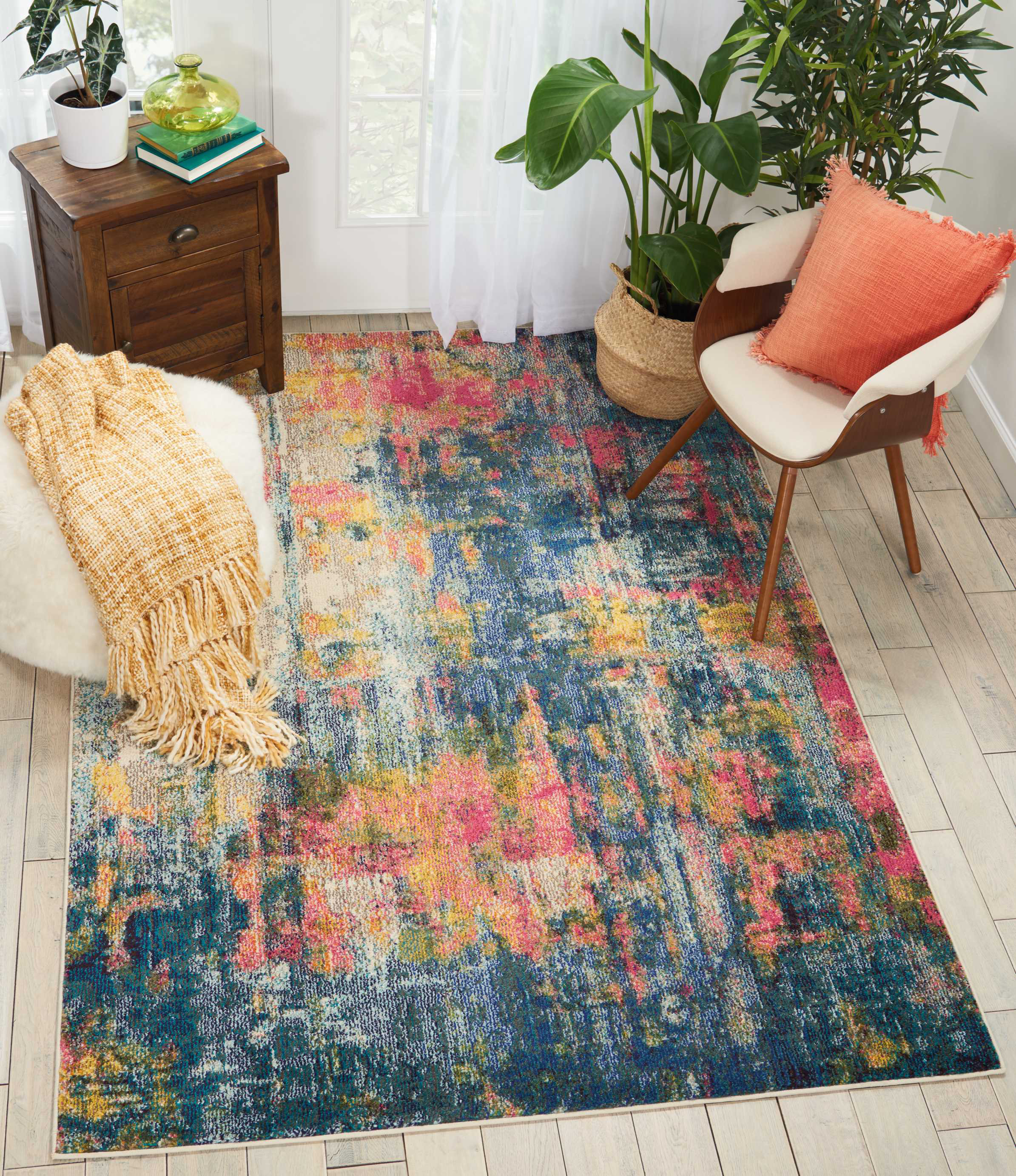 Ivy Bronx Velva Performance Blue/Yellow/Pink Rug & Reviews Wayfair