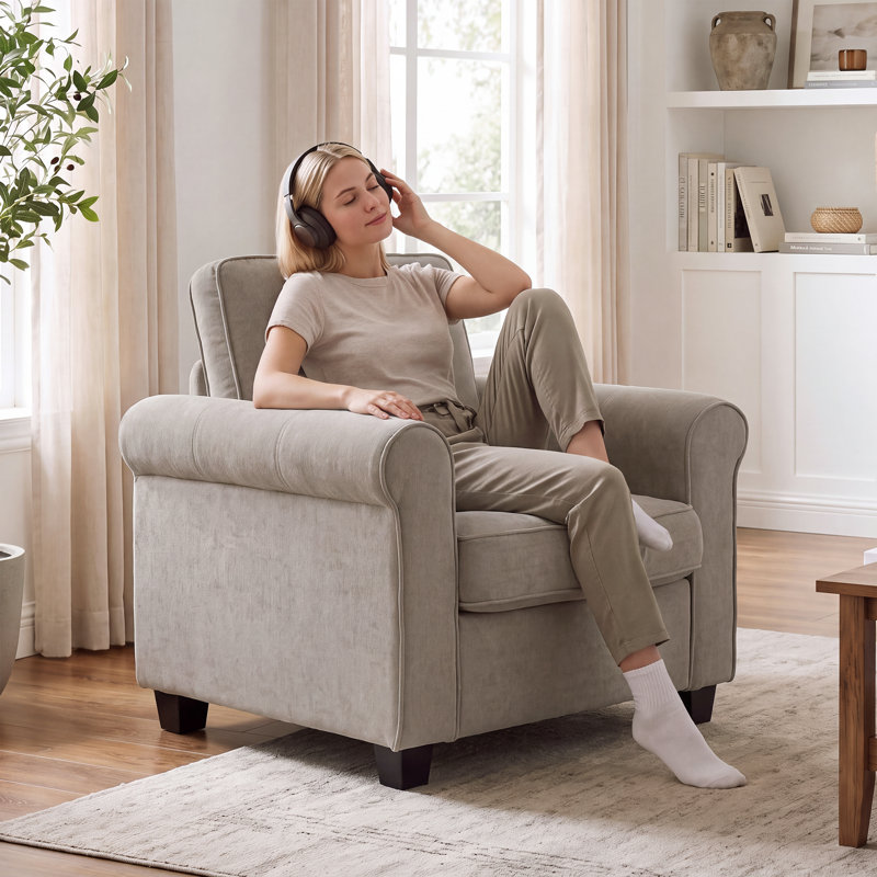 Chaise à accoudoirs roulés 37 po, Khaki