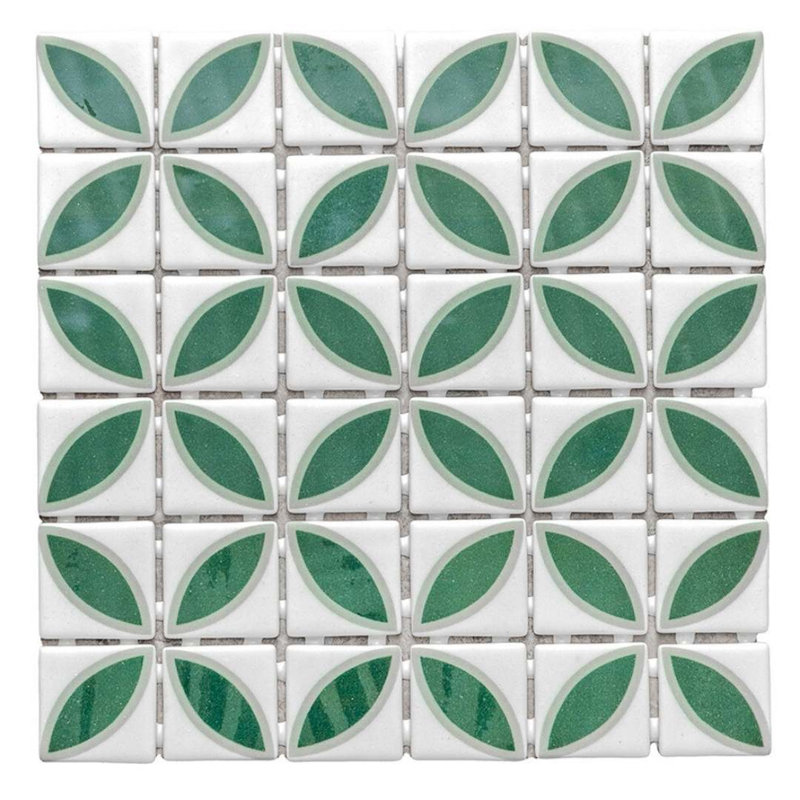 Eterna Lily 2" x 2" Glass Mosaic Floor and Wall Tile, Green