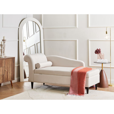 Chaise Lounge LUIRO Velvet Beige with Storage