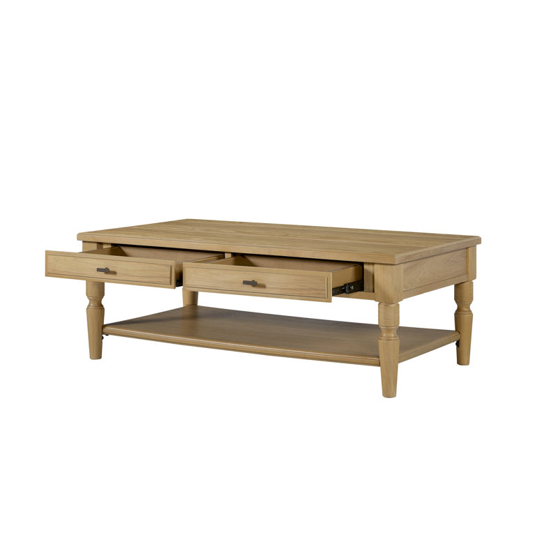 Table de tiroir à tiroir avec finition et placage de noix de cajou, deux boîtes entièrement finies, pieds tournés classiques, tablette inférieure ouverte pour le rangement, bois massif brun clair +, profondeur de 50,85 po, largeur de 28,27 po, largeur de 18,5 po