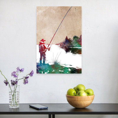 Peaceful River Fishing Contemporary Fish Fly Wall Art