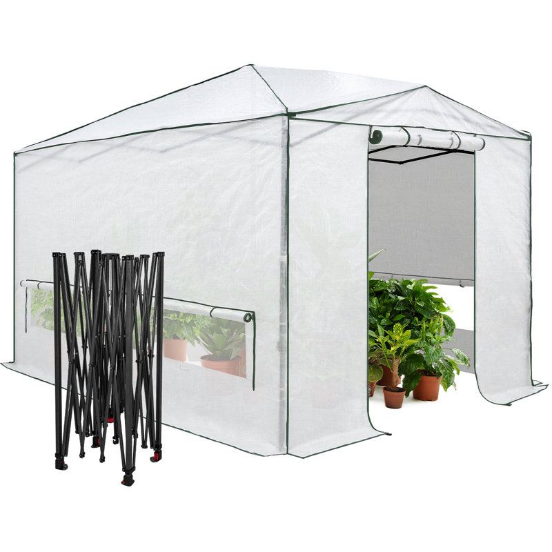 Pop Up Greenhouse 8' W x 12' D Greenhouse, Woven White