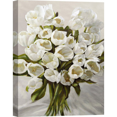 Bouquet Of White Tulips by Leonardo Sanna - Wrapped Canvas Painting
