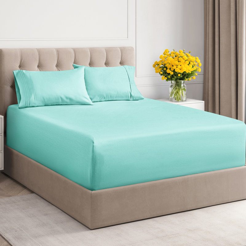 Extra Deep Pocket Sheet Set, Cooling & Breathable Bed Sheets, Soft Hotel Luxury Bedding, Fits 18–24 Inch Mattress, Spa Blue