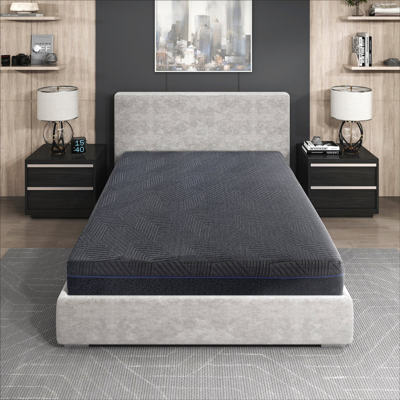 Fredericksen 11" Modern & Contemporary Eastern King Green Tea Gel-Infused Memory Foam Mattress with Mattress Charcoal Infused Base, Cooling Gel-Infused Foam