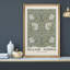 Oeuvre classique "William Morris - Illustration de fleur de pimpernel vert, images murales abstraites de salle de bain florales et botaniques, impression sur toile encadrée,"-95982756-95982758