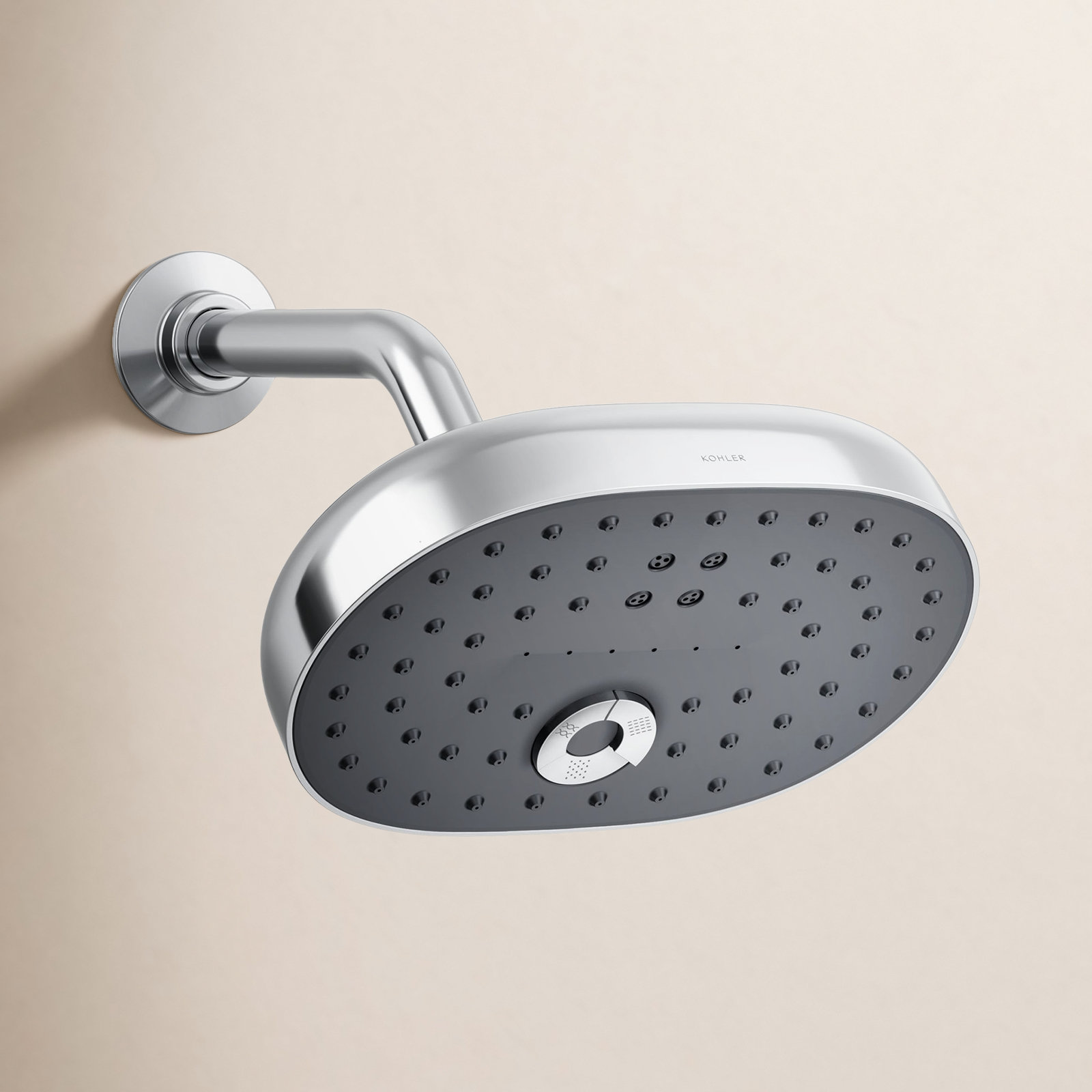 Statement Oval Multifunction Showerhead, Polished Chrome