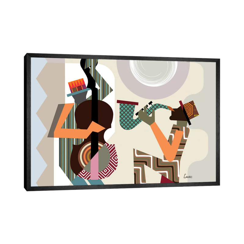 Jazz Quintet - Print on Canvas, Black Floater Framed, 45.72cm H x 66.04cm W x 3.81cm D