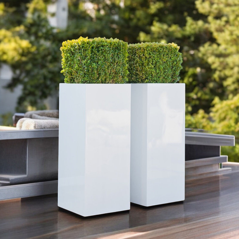 Eastvale Handmade Pot Planter, White, 39.25" H x 19.5" W x 19.5" D
