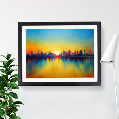 City Skyline Watercolour Abstract - Framed Print