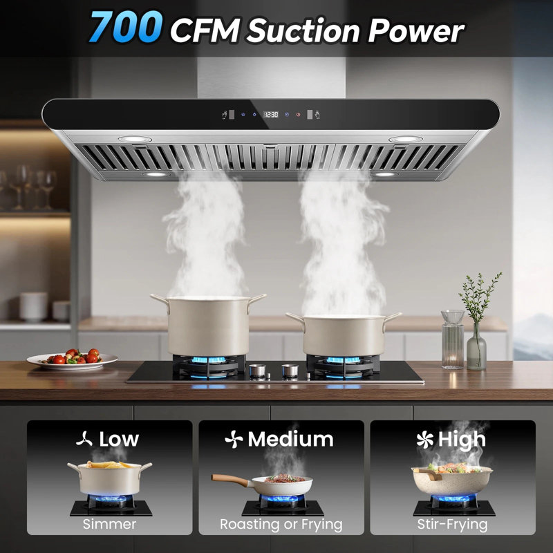 Hotte encastrable 36 pouces pour îlot de cuisine en acier inoxydable, 35.43"