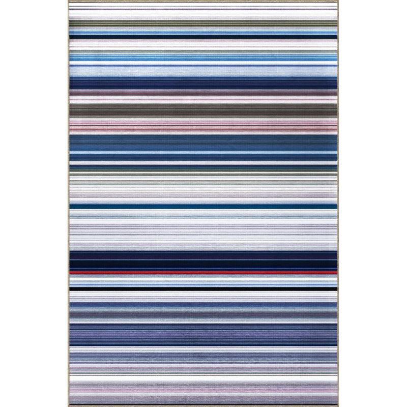 Tapis bleu lavable à motifs de lignes droites, Carré 3 pi 3 po