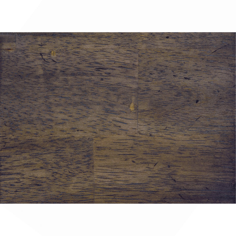 Table de salle à manger aspect rustique brun avec rallonge papillon en bois d'hévéa massif