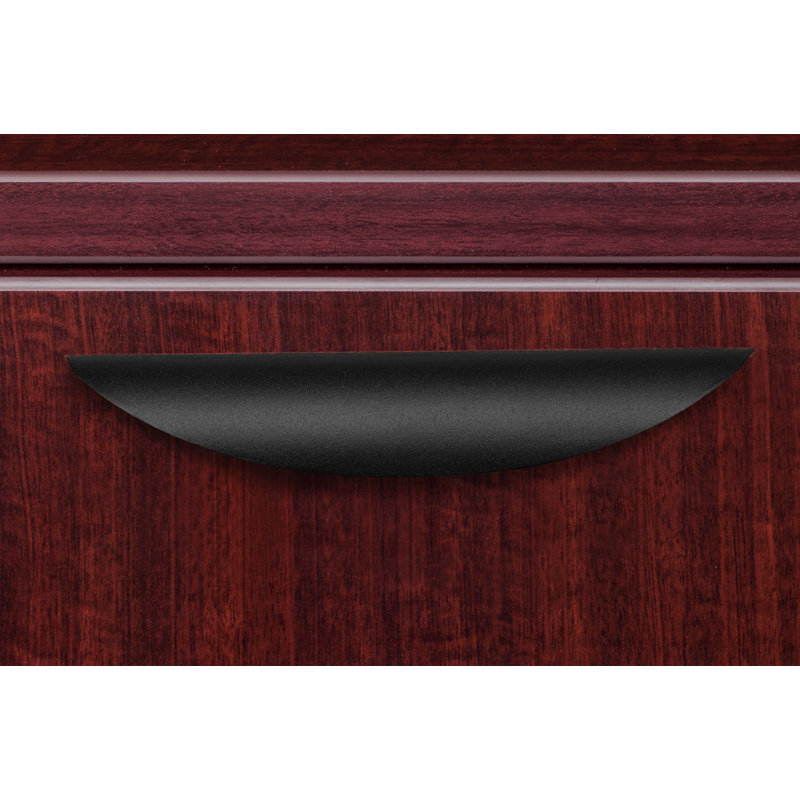 Nickyla L-shaped desk with double pedestal drawer, Acajou, Gauche