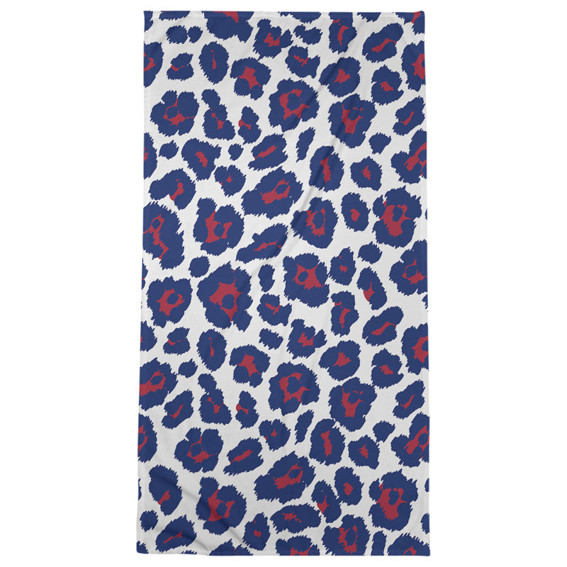 Lucida Bath Towel, Microfiber, White/Red/Dark Blue
