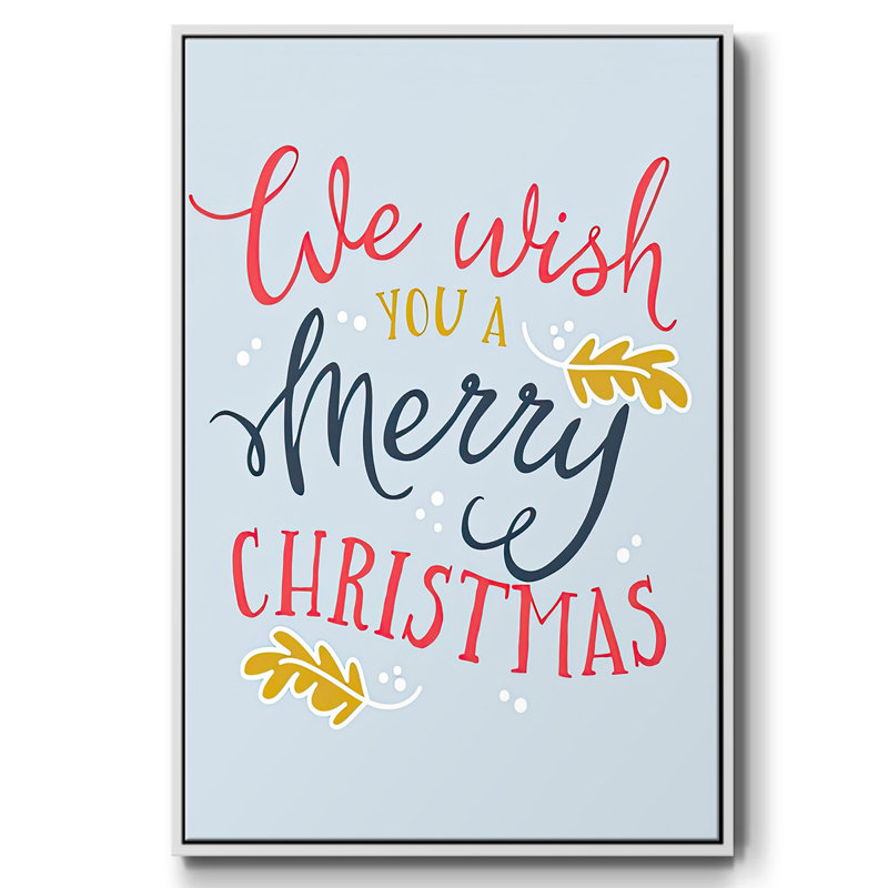 «We Wish You», impression sur toile encadrée bleu clair, Cadre blanc, H 25 po x l 17 po x P 1,5 po