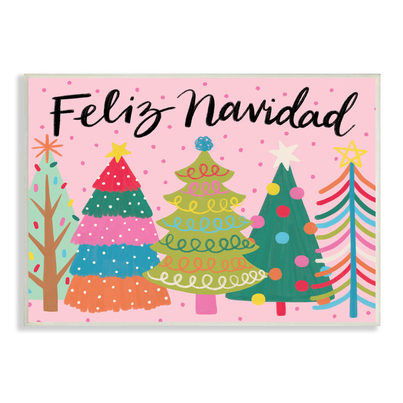 Ornements d'arbre de Noël à motifs fantaisistes Feliz Navidad, estampe numérique encadrée noire, art texturé par Deborah Curiel