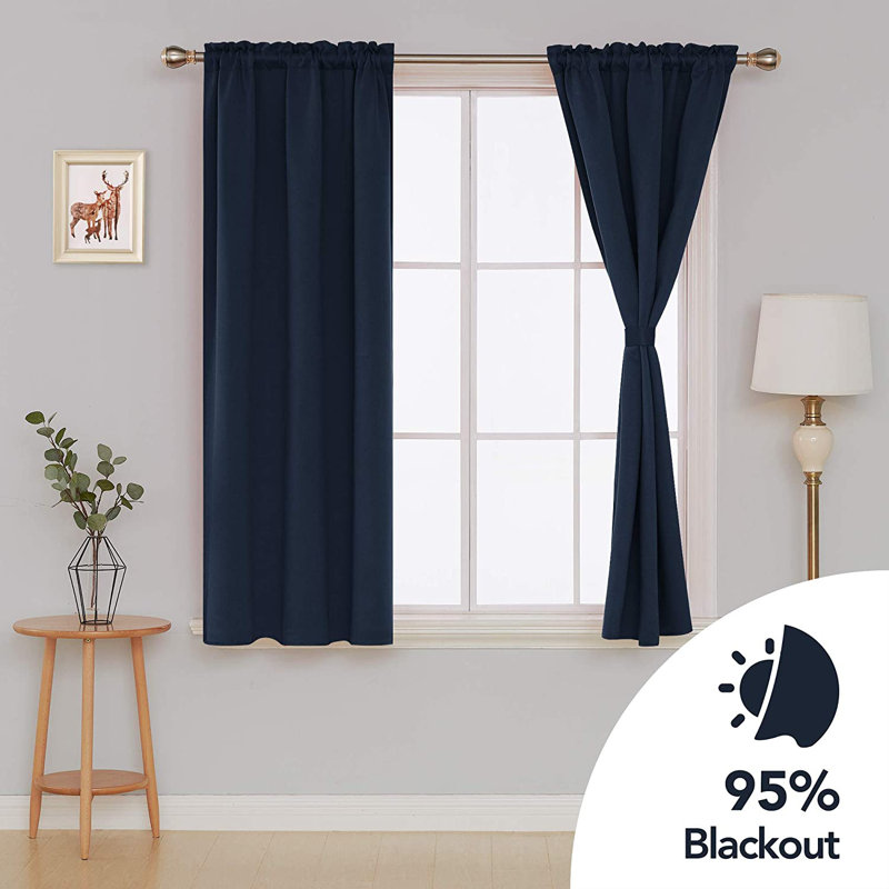 Ashong Blackout Curtain Pair, 38*63, Navy Blue