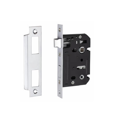  Bolt Through Bathroom Mortise Lock in Matt Black Finish - 64mm
