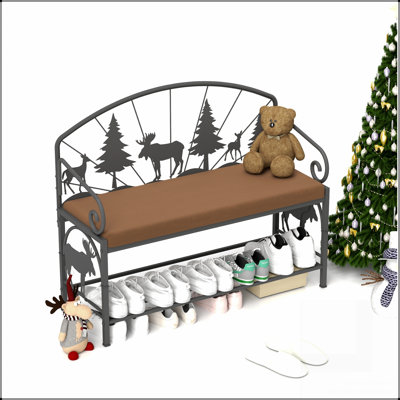 Banc à chaussures pour hall d'entrée, banc industriel, étagère à chaussures rustique pour petits espaces, banc de hall d'entrée rembourré, vestibule polyvalent