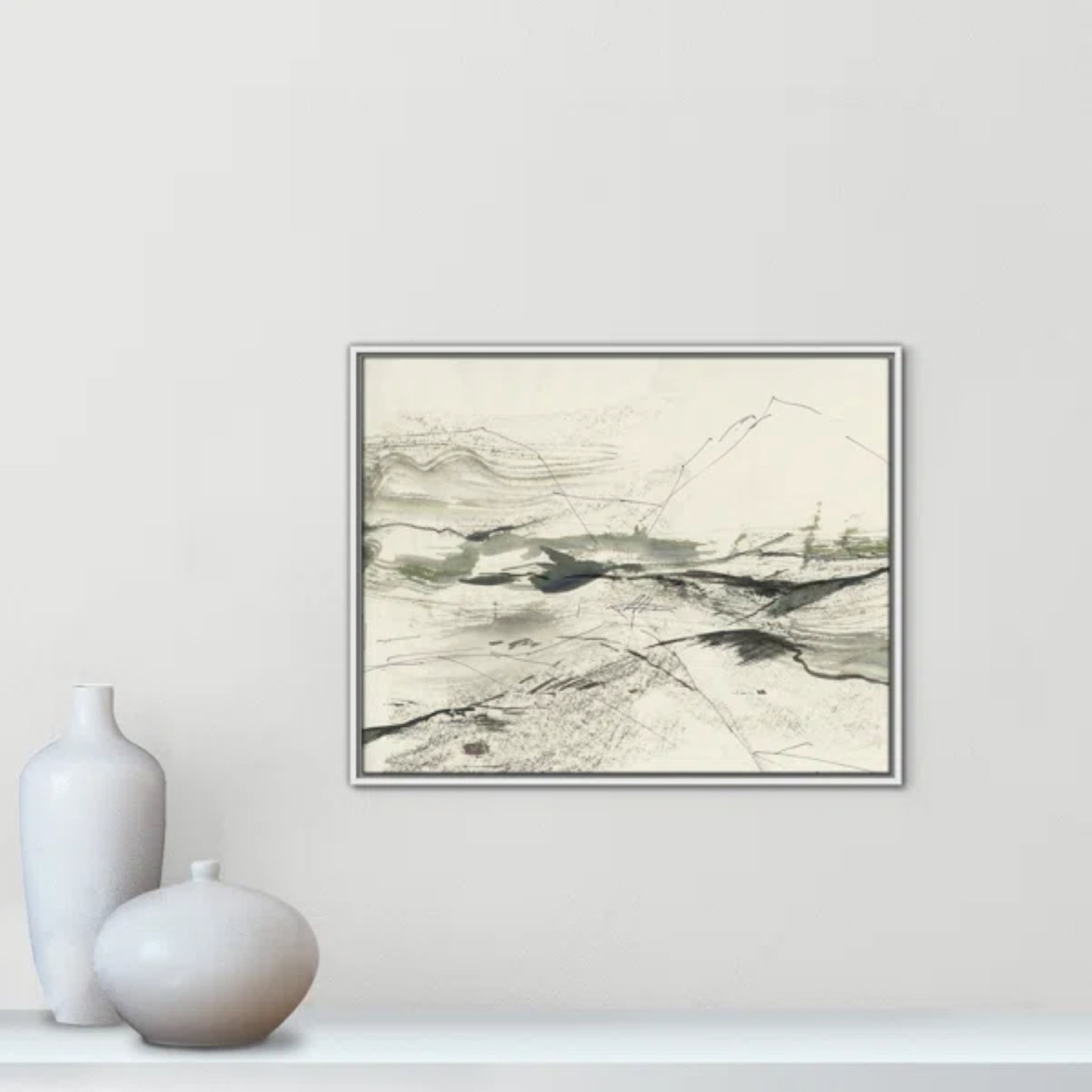Green Sketches Print by PI Studio, 23.5" H x 29.5" W x 2" D, White Floater Framed, No Mat