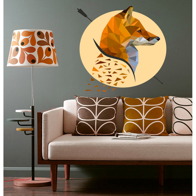Décalcomanie murale renard polygonal, H 46 po x l 46 po